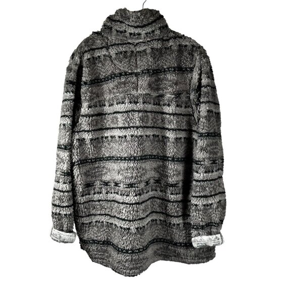 Grizzly Sherpa Men's Fuzzy Quarter Zip Pullover Sweater Size XXL Gray Fair Isle - Picture 2 of 5
